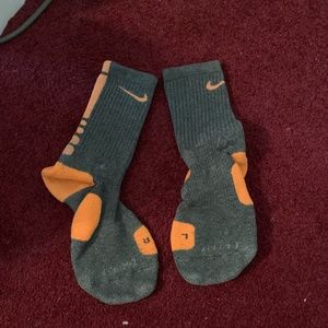 Grey and Orange Nike Elite Socks